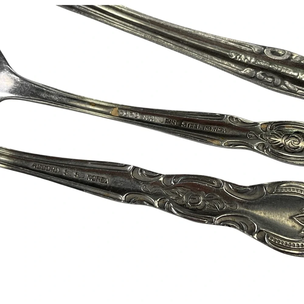 Accord 4pc‎ Silver Stainless Steel Teaspoons Wordsworth Cottagecore